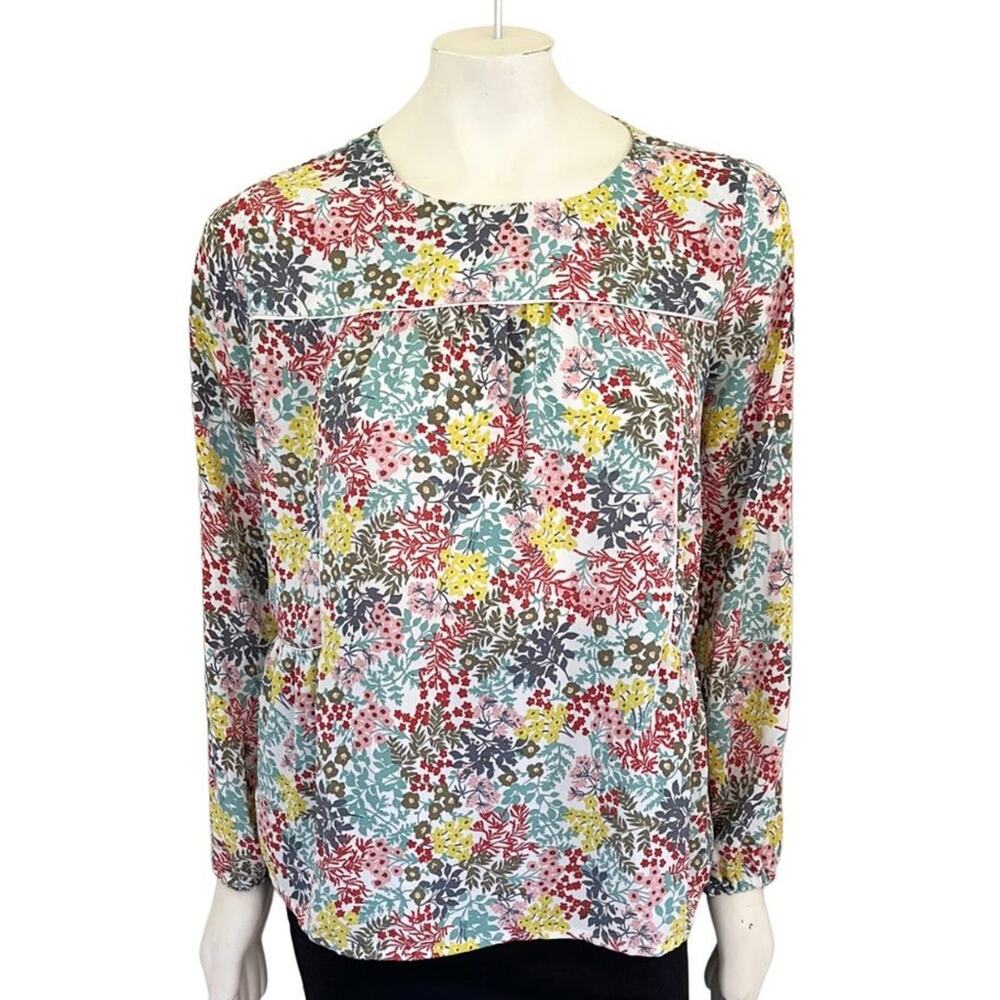 LOFT Lightweight Long Sleeve Blouse in Botanical Florals  SZ S